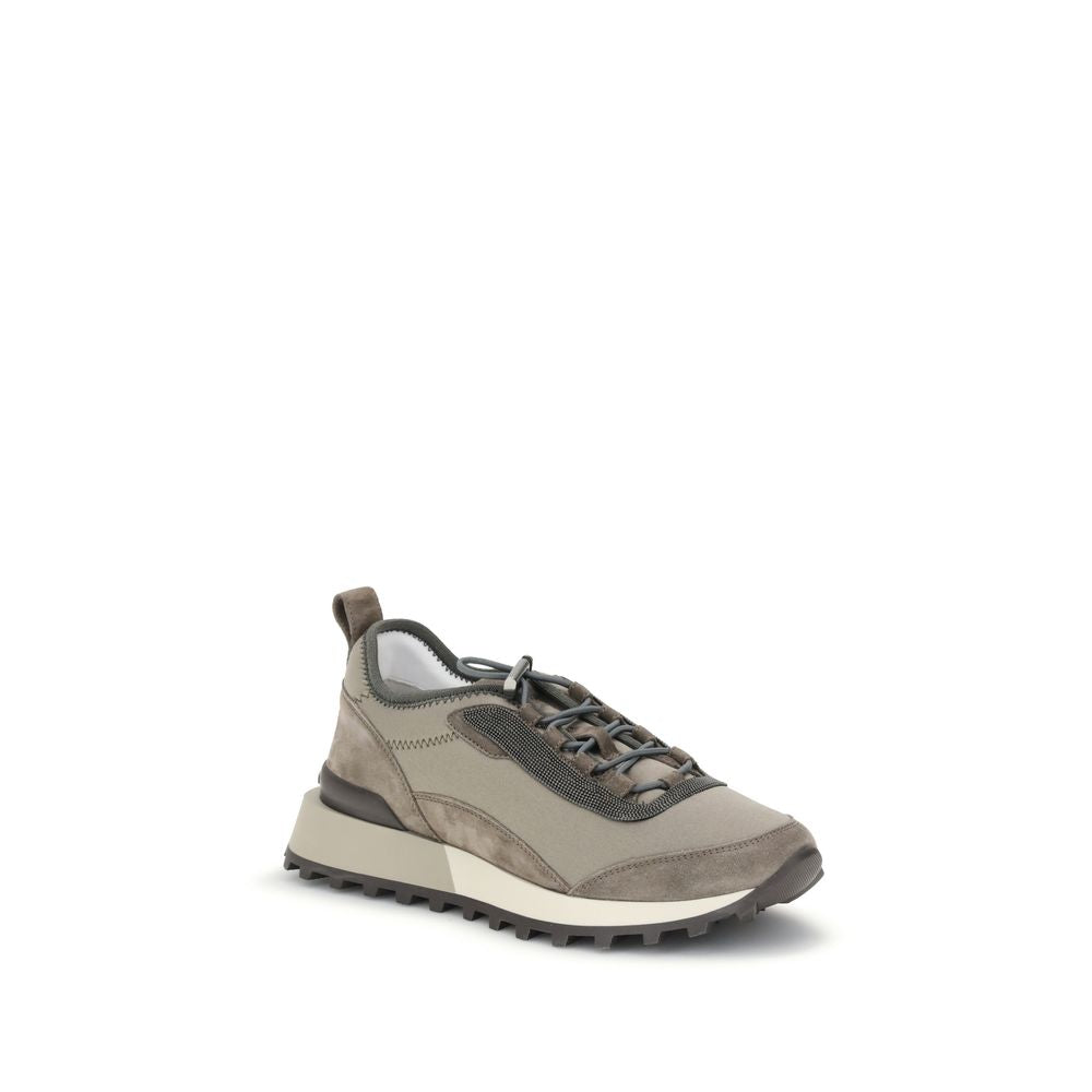 Italian Leather Sneakers with Sparkling Jewel Details