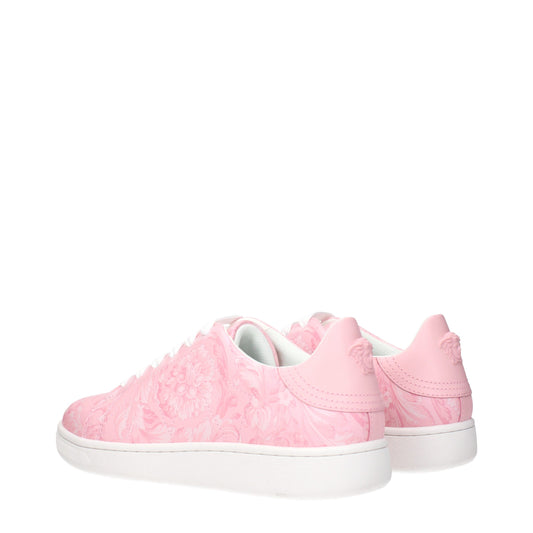Pink Leather Sneakers with Logo Detail