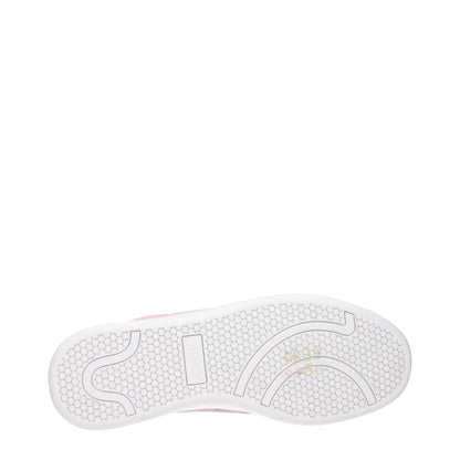 Pink Leather Sneakers with Logo Detail