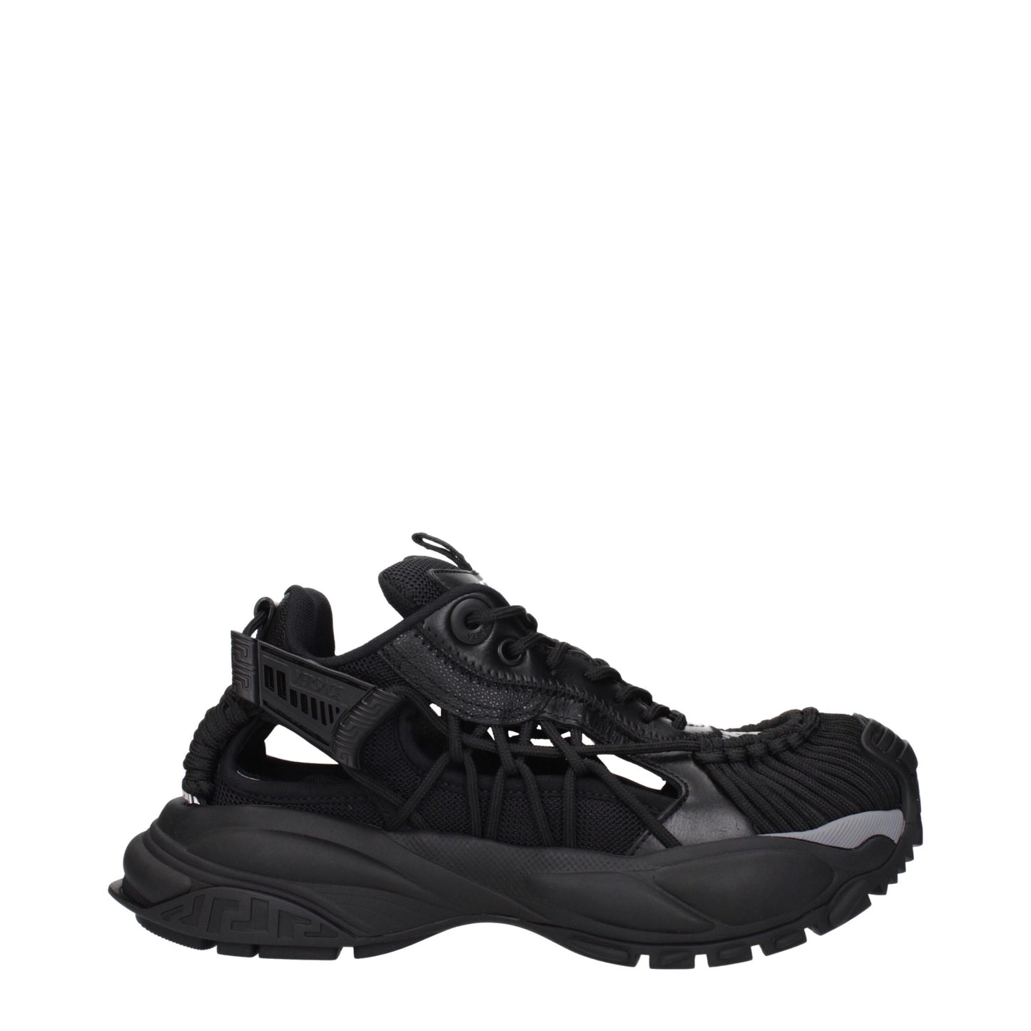 Black Leather Athletic Sneakers with Logo Details