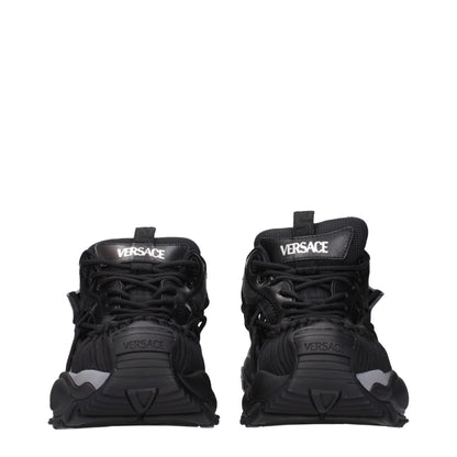 Black Leather Athletic Sneakers with Logo Details