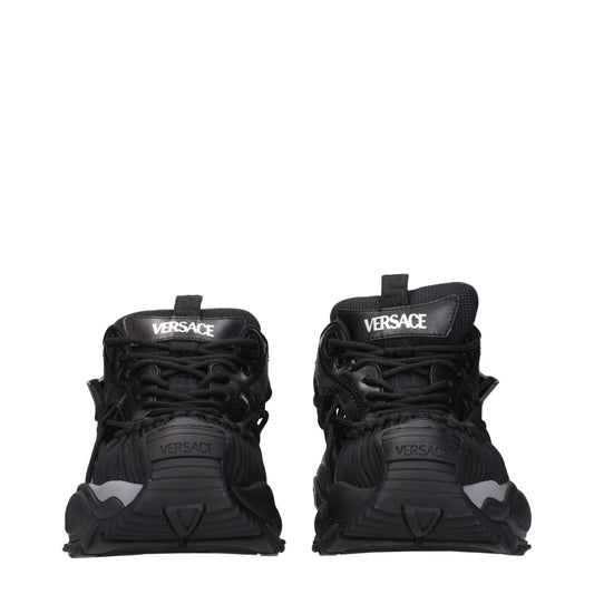 Black Leather Athletic Sneakers with Logo Details