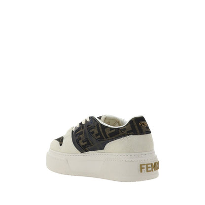 Suede Platform Sneakers with Iconic FF Jacquard Pattern
