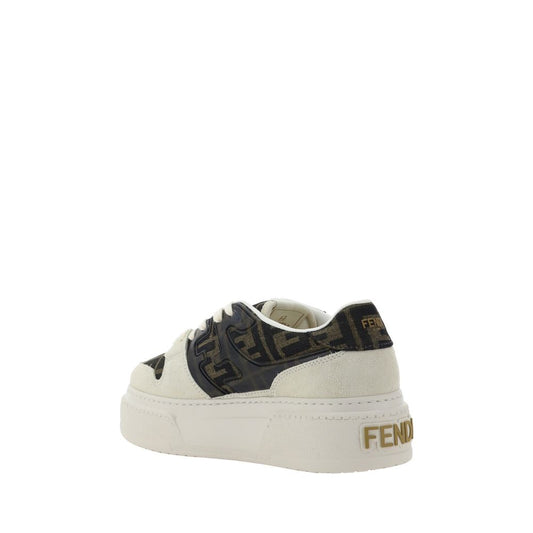 Suede Platform Sneakers with Iconic FF Jacquard Pattern