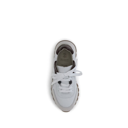 Leather Sneakers with Shiny Jewel Details