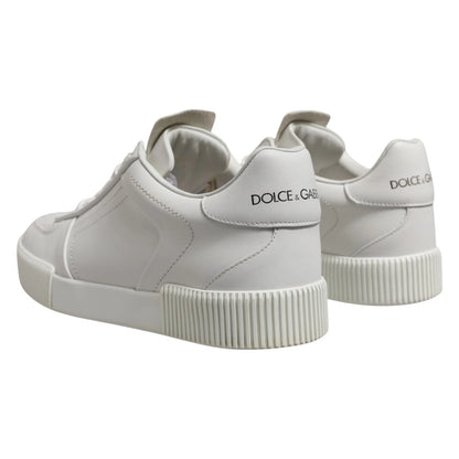 Dolce &amp; Gabbana White Miami Leather Low Top Men's Sneakers