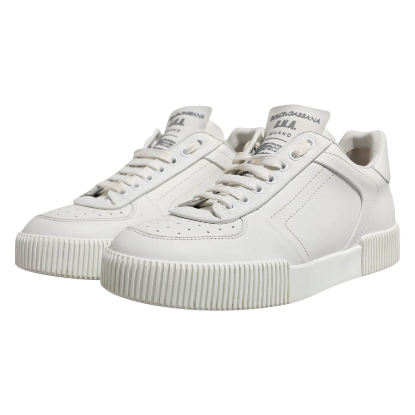 Dolce &amp; Gabbana White Miami Leather Low Top Men's Sneakers