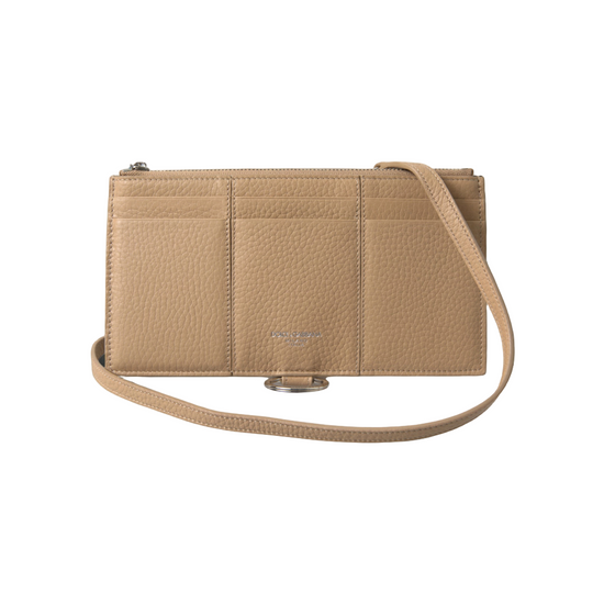 Beige Leather Shoulder Cardholder Shoulder Strap Wallet