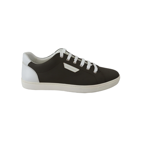 White Green Leather Low Top Sneakers Shoes