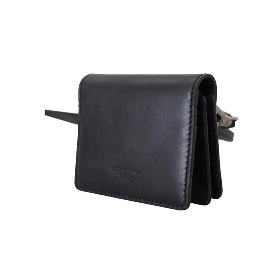 Black Leather Bifold Shoulder Sling Women Wallet