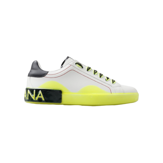 White Yellow Portofino Leather Sneakers Shoes