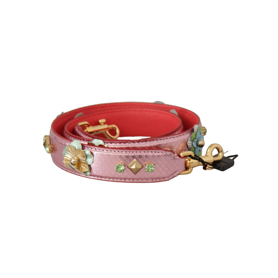 Metallic Pink Leather Studded Shoulder Strap