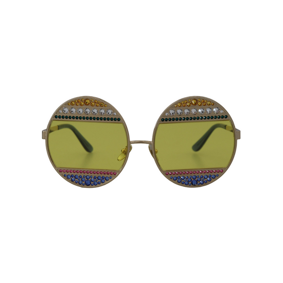 Gold Oval Metal Crystals Shades DG2209B Sunglasses