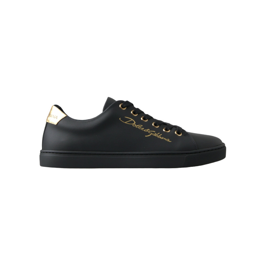 Black Gold Leather Classic Sneakers Shoes