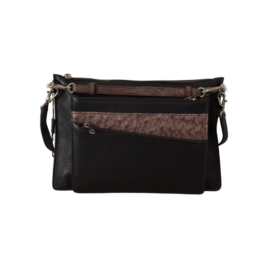 Black Exotic Leather Shoulder Sling Alta Sartoria Bag