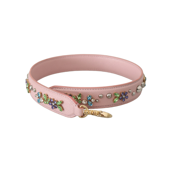 Pink Leather Crystal Stud Accessory Shoulder Strap