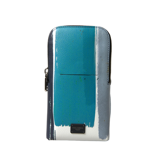 Dolce & Gabbana Blue Leather Purse Crossbody Sling Phone Bag Unisex