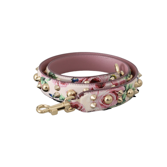 Pink Floral Leather Stud Accessory Shoulder Strap