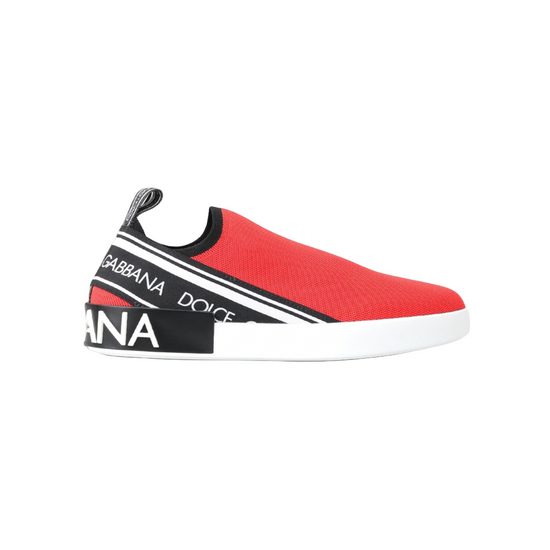 Red White Flat Sneakers Loafers Shoes