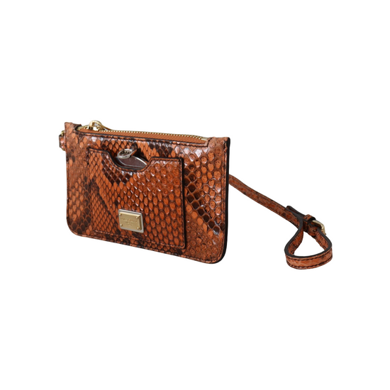 Brown Leather Coin Purse Wristlet Mirror AGNESE Wallet